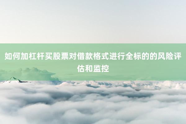 如何加杠杆买股票对借款格式进行全标的的风险评估和监控
