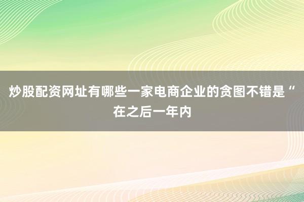 炒股配资网址有哪些一家电商企业的贪图不错是“在之后一年内