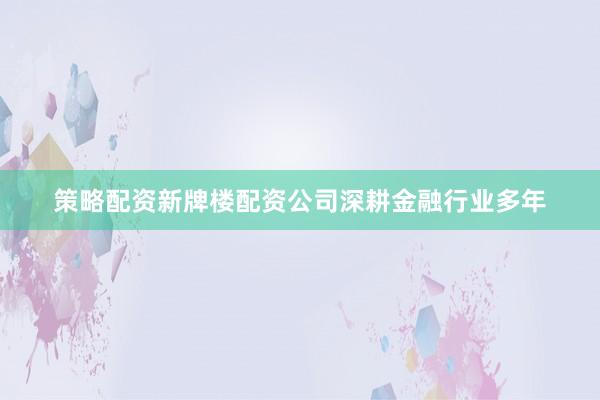 策略配资新牌楼配资公司深耕金融行业多年