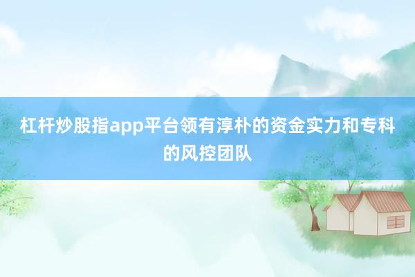 杠杆炒股指app平台领有淳朴的资金实力和专科的风控团队