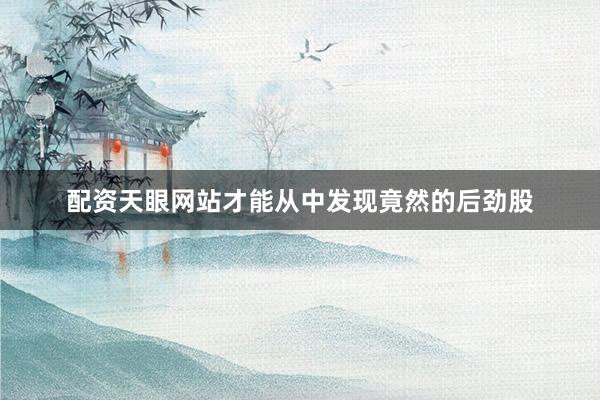 配资天眼网站才能从中发现竟然的后劲股