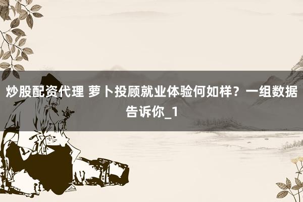 炒股配资代理 萝卜投顾就业体验何如样？一组数据告诉你_1