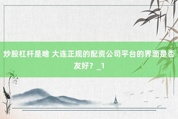 炒股杠杆是啥 大连正规的配资公司平台的界面是否友好？_1